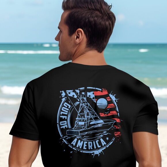 Gulf Of America Offshore Fishing Boat T-shirt Black - Picture 1 of 2